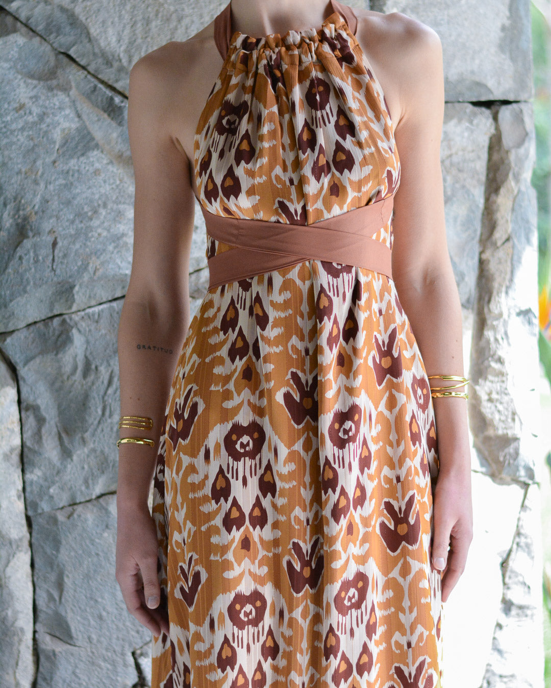 Vestido Colomba Estampado Café