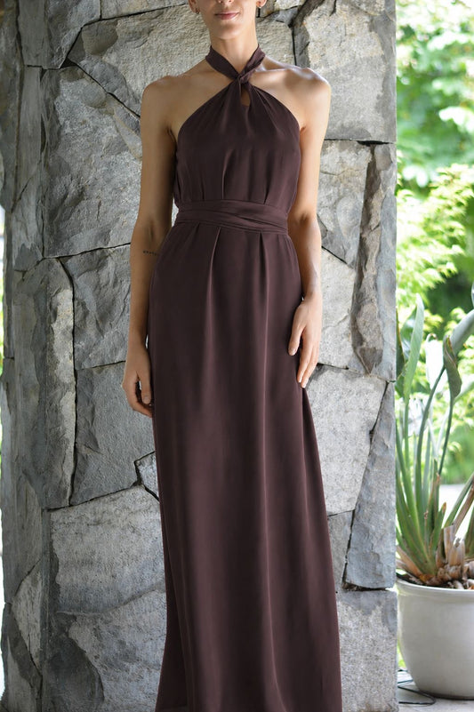 Vestido Puntí Crepe Café