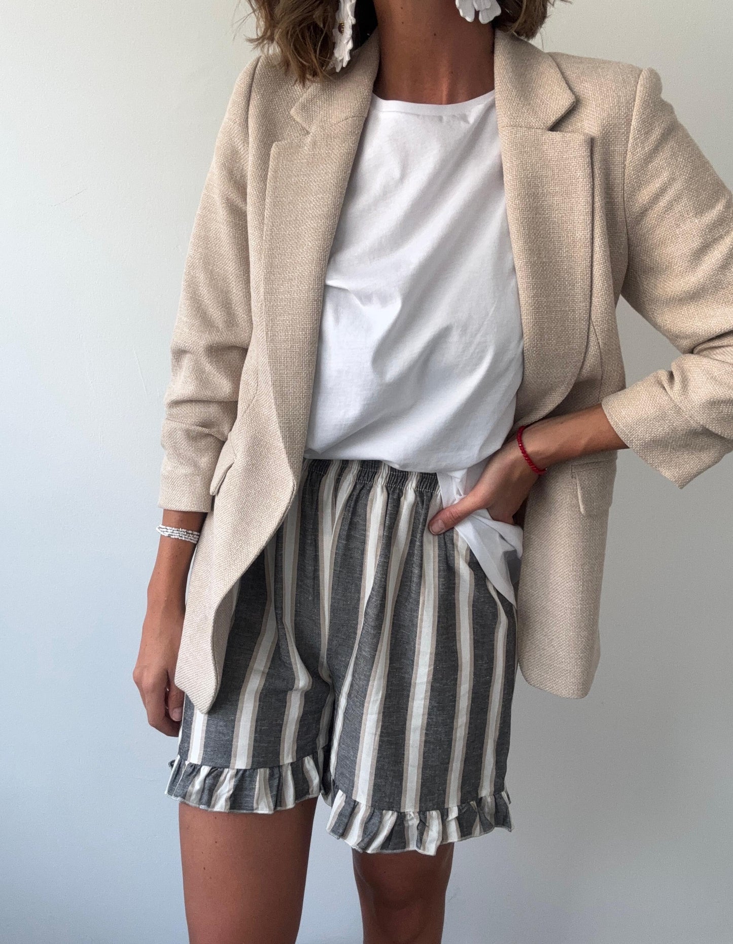 Short Lineas Beige/Azul