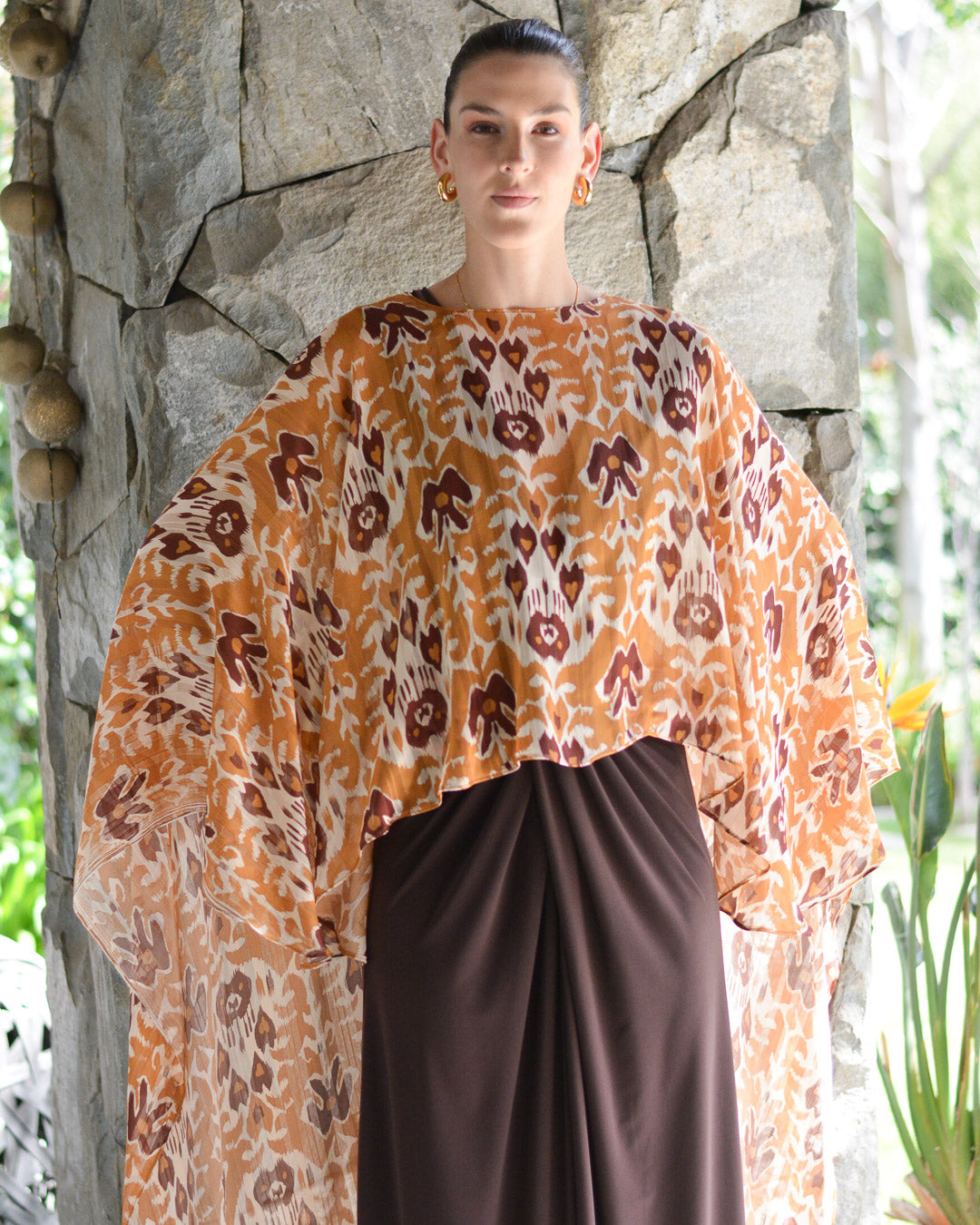 Capa Gasa Estampada Café