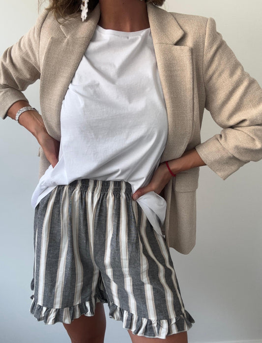 Short Lineas Beige/Azul
