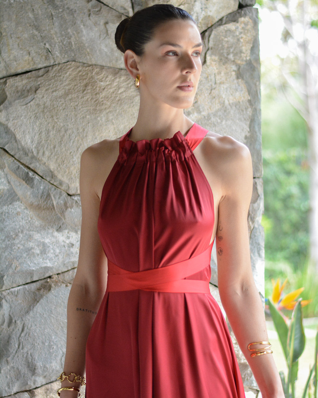 VESTIDO COLOMBA BURDEO