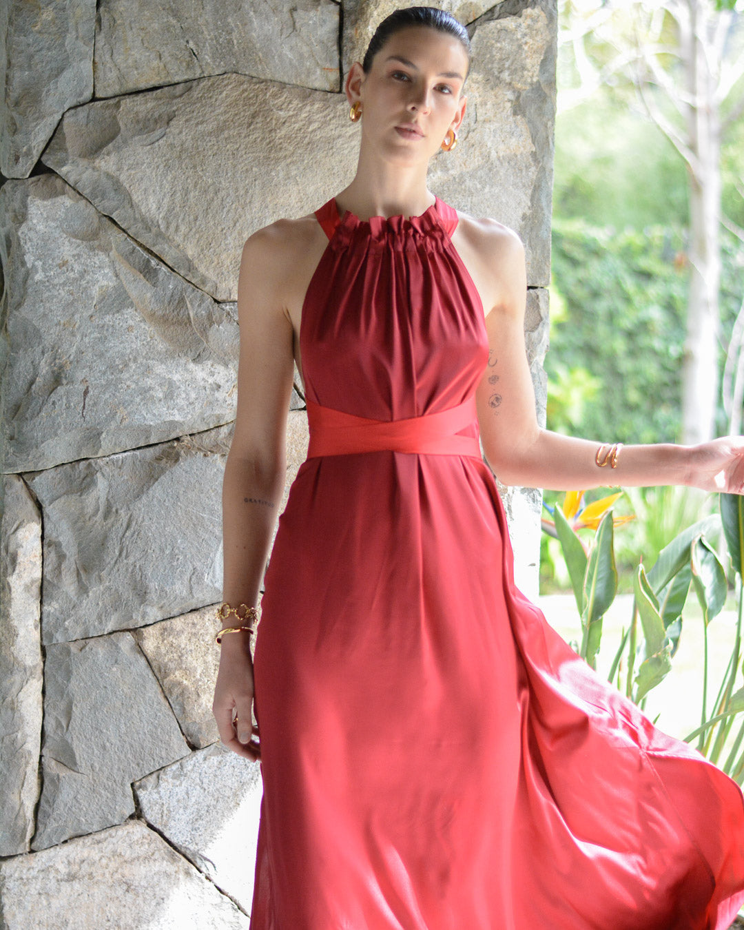 VESTIDO COLOMBA BURDEO