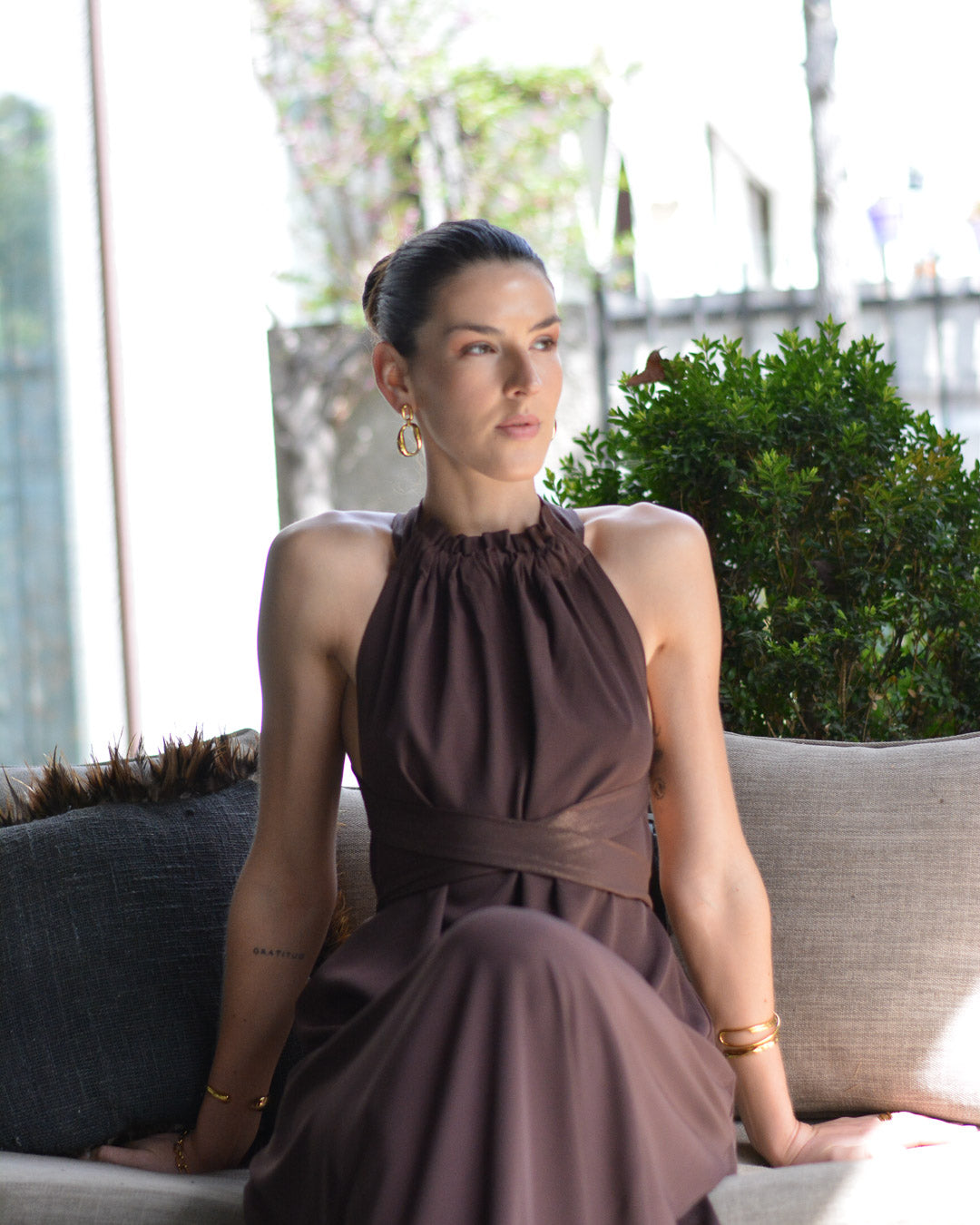 VESTIDO COLOMBA CAFÉ