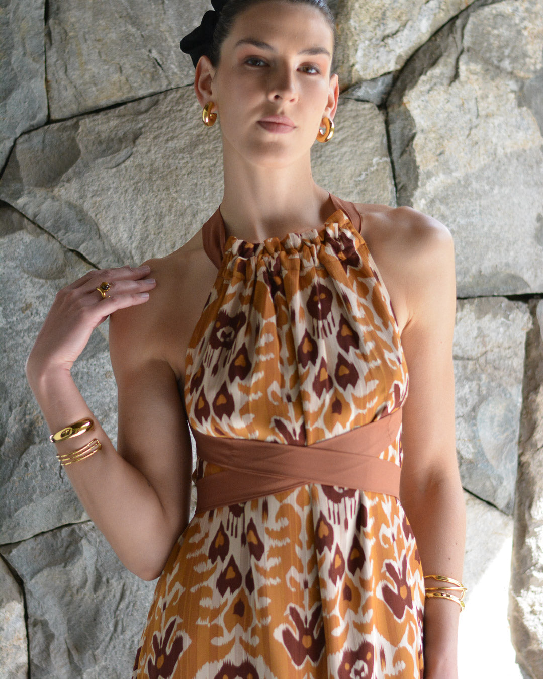 Vestido Colomba Estampado Café