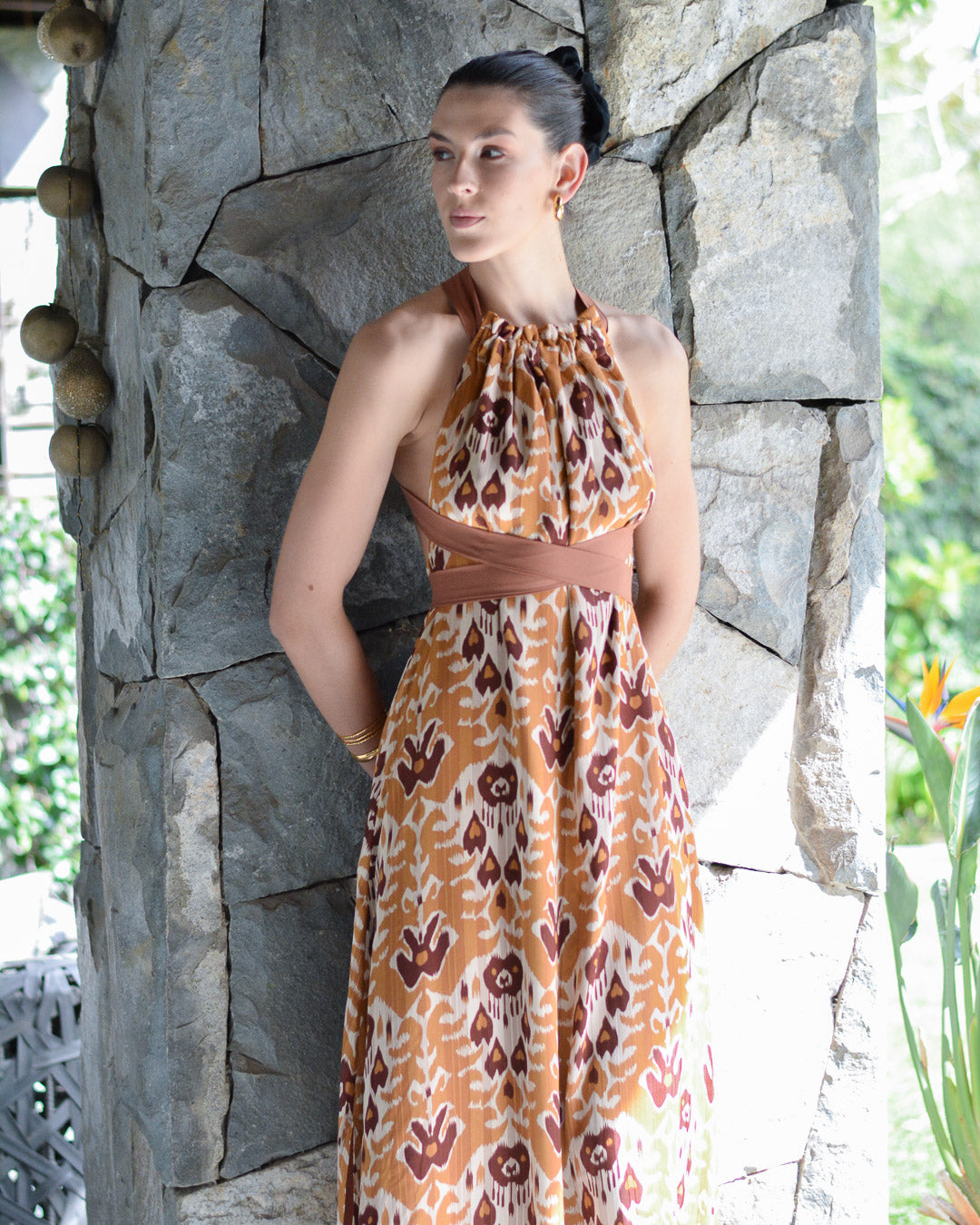 Vestido Colomba Estampado Café