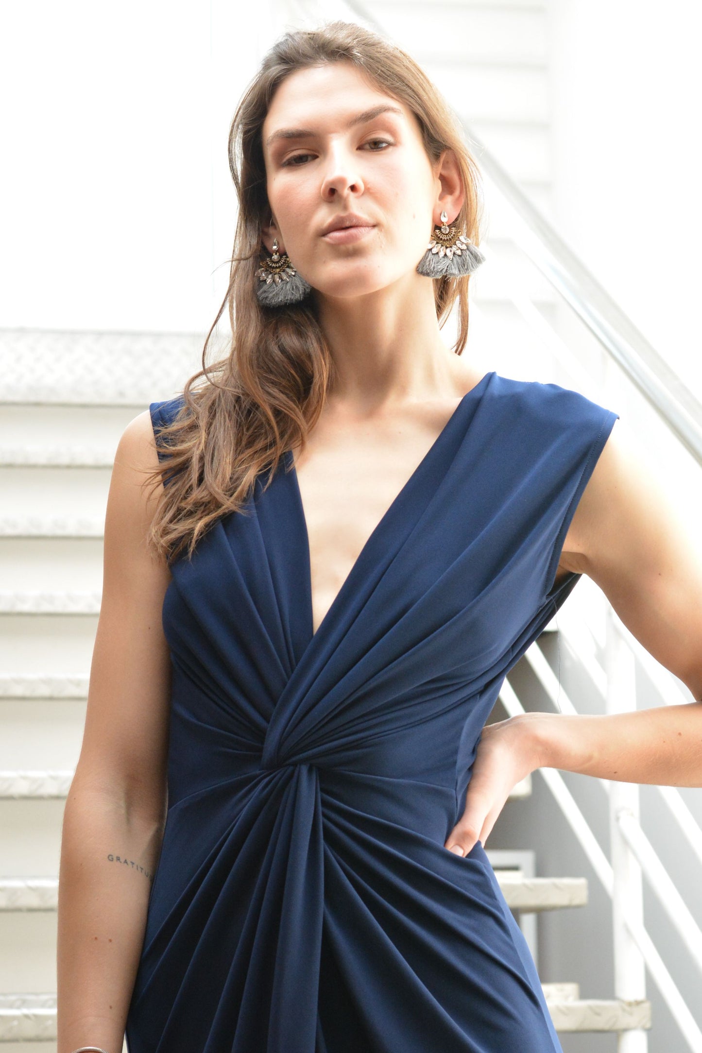 Vestido Nudo Lycra Azul