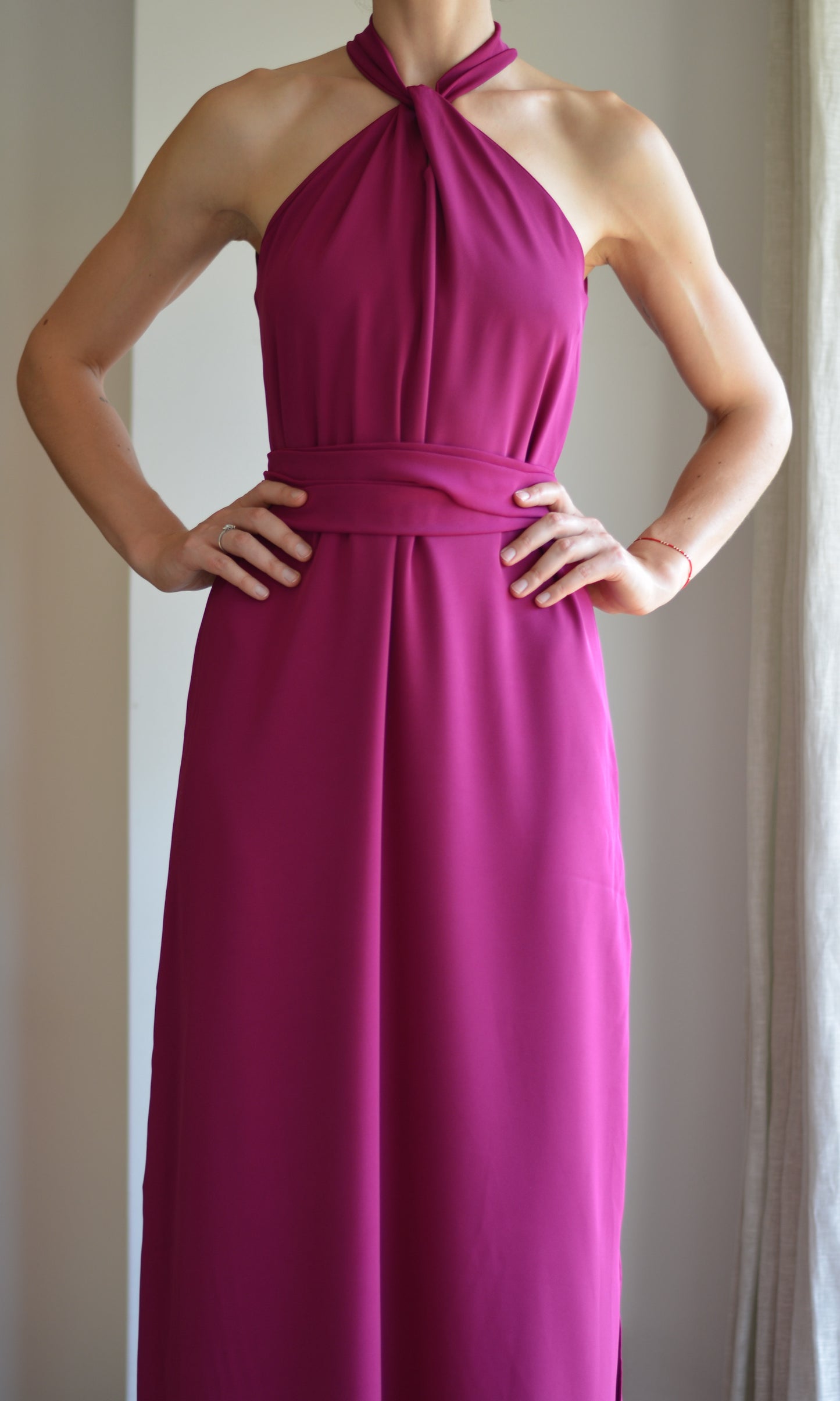Vestido Puntí Crepe Magenta