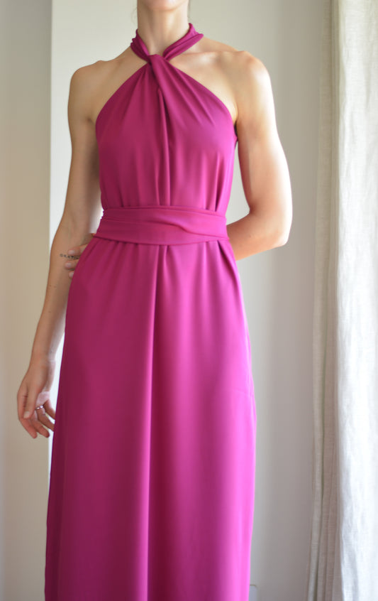 Vestido Puntí Crepe Magenta