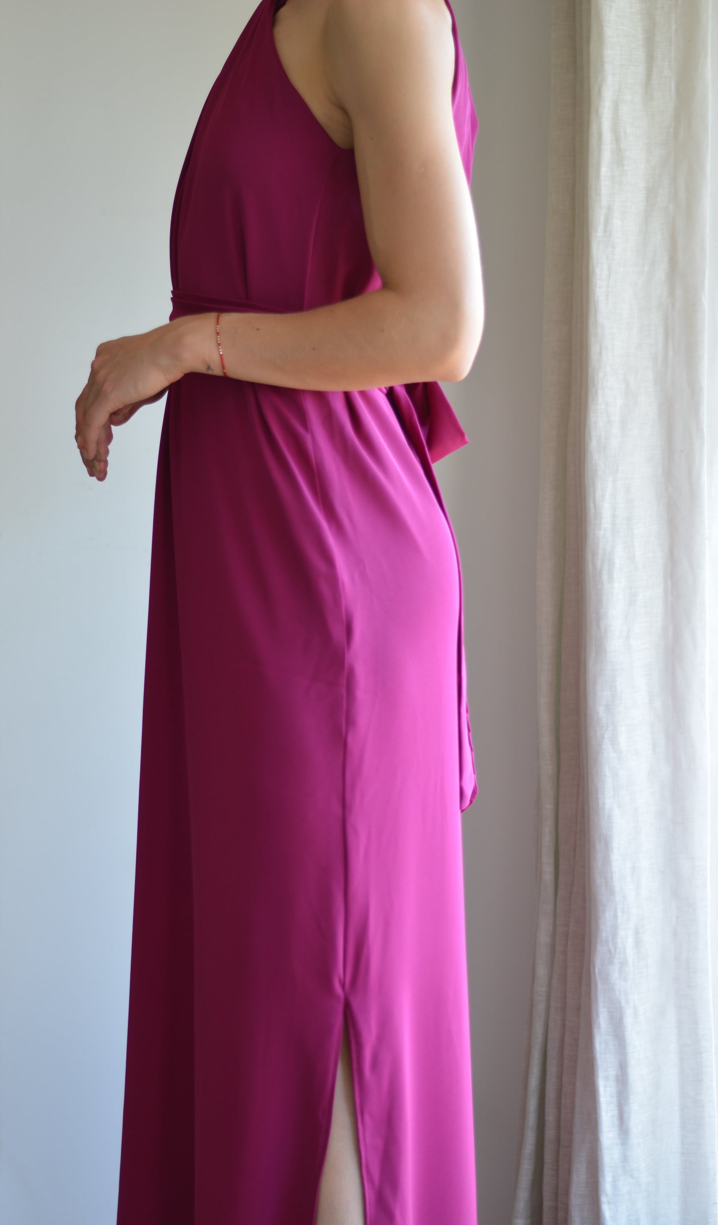 Vestido Puntí Crepe Magenta