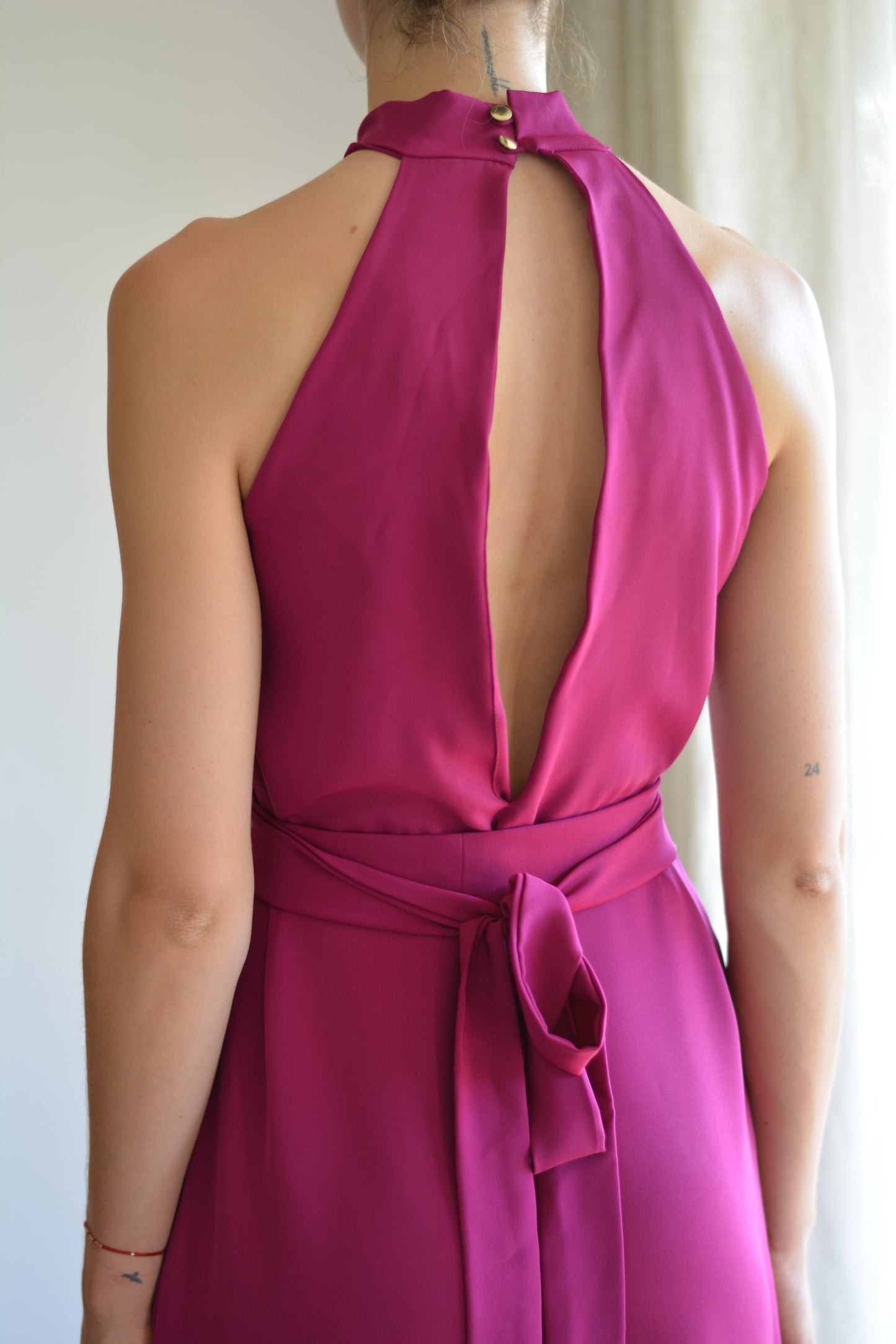 Vestido Puntí Crepe Magenta