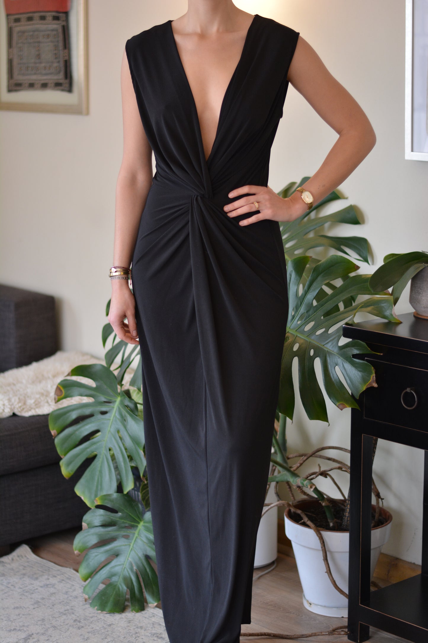 Vestido Nudo Lycra Negro