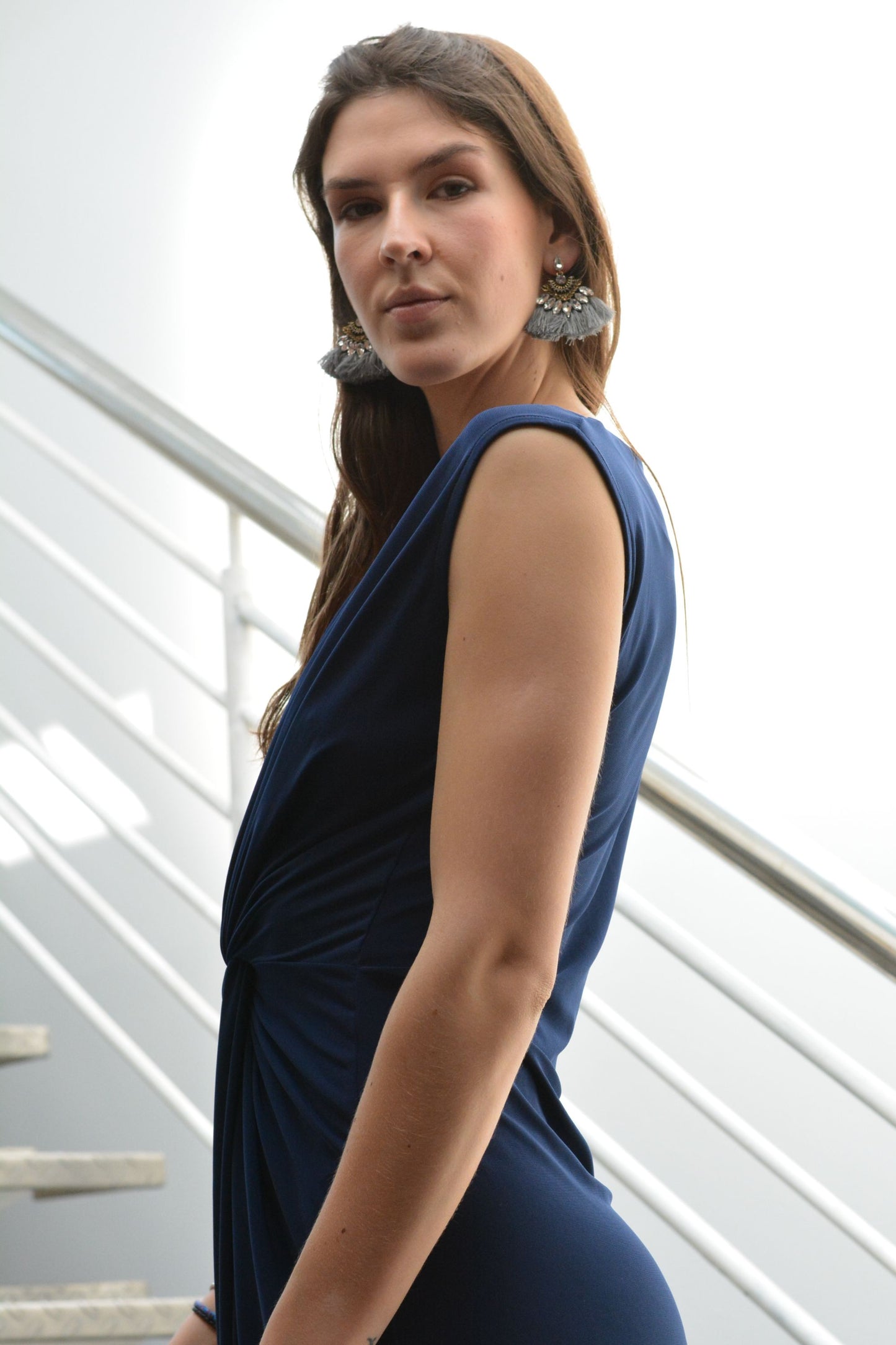 Vestido Nudo Lycra Azul