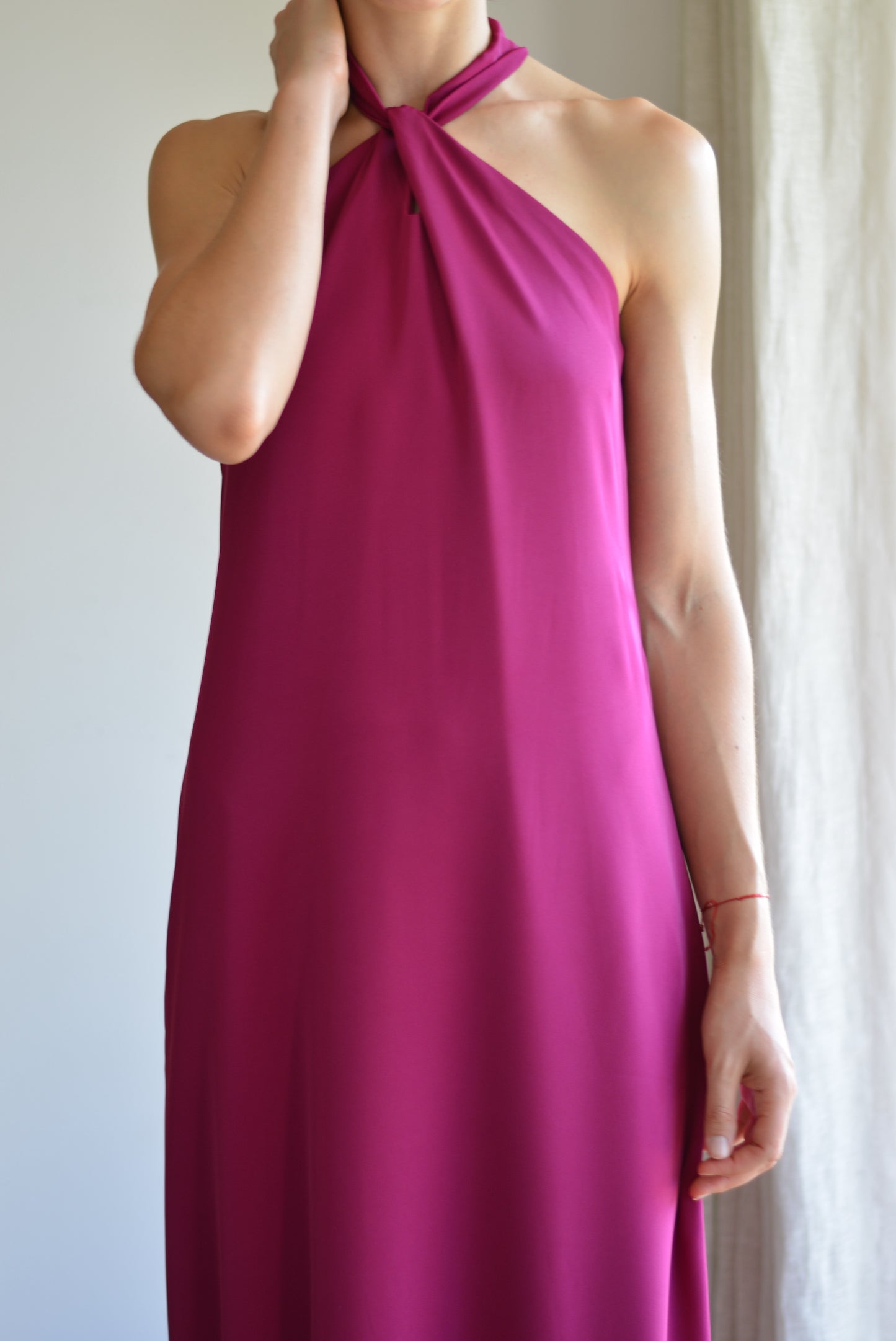 Vestido Puntí Crepe Magenta