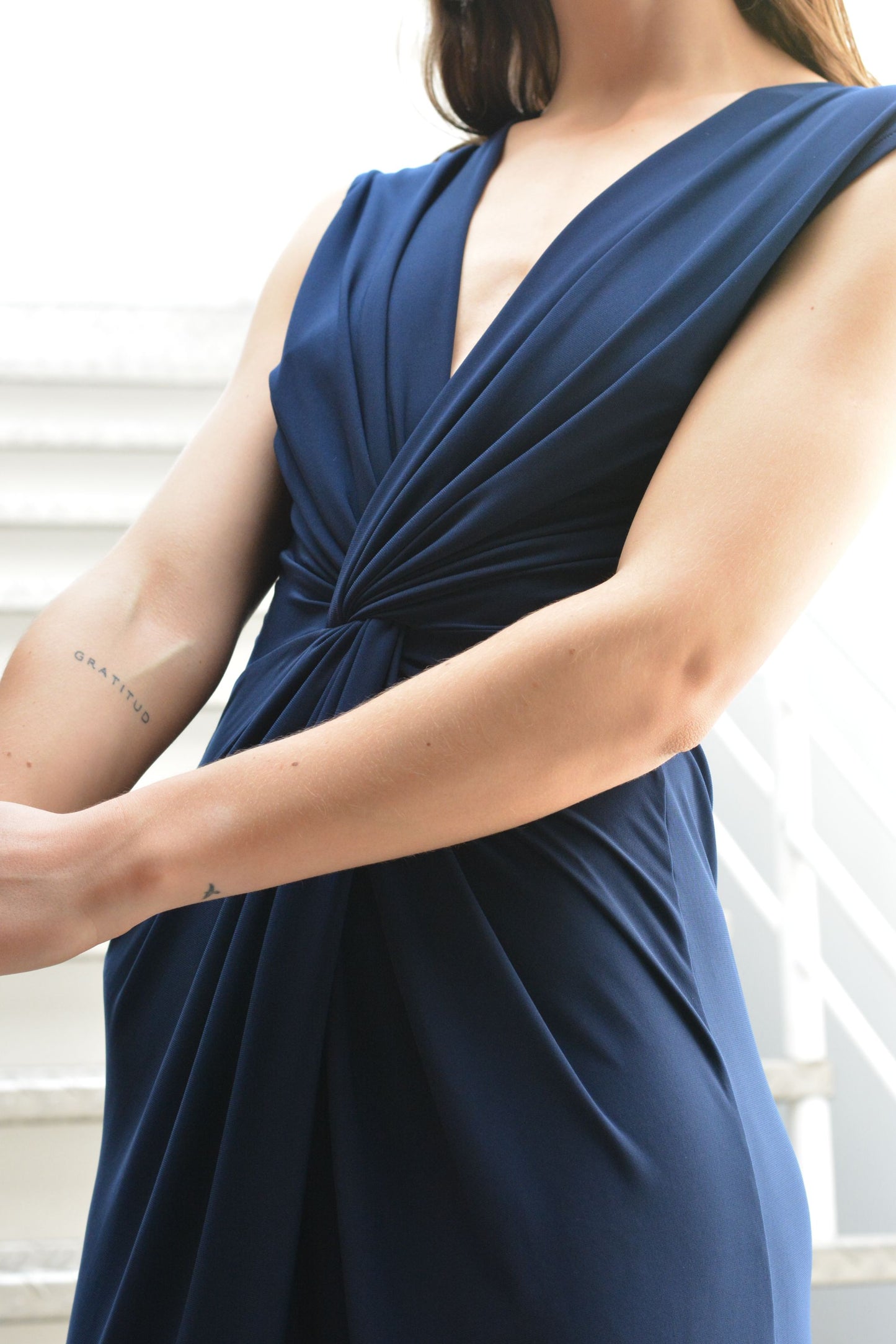 Vestido Nudo Lycra Azul