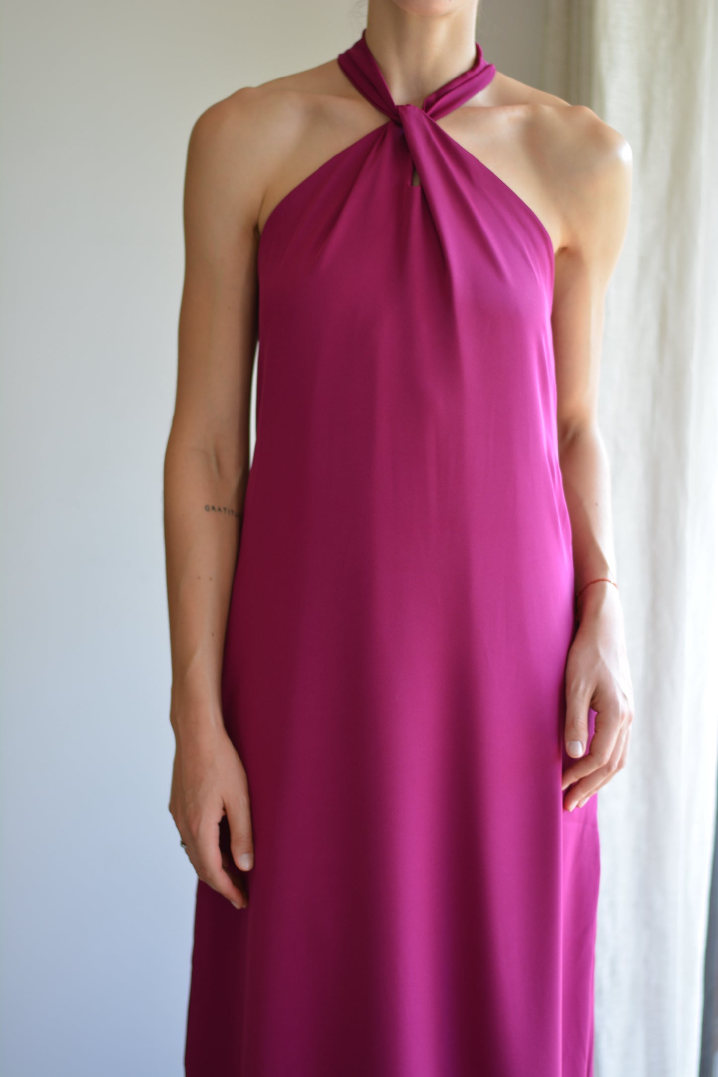 Vestido Puntí Crepe Magenta