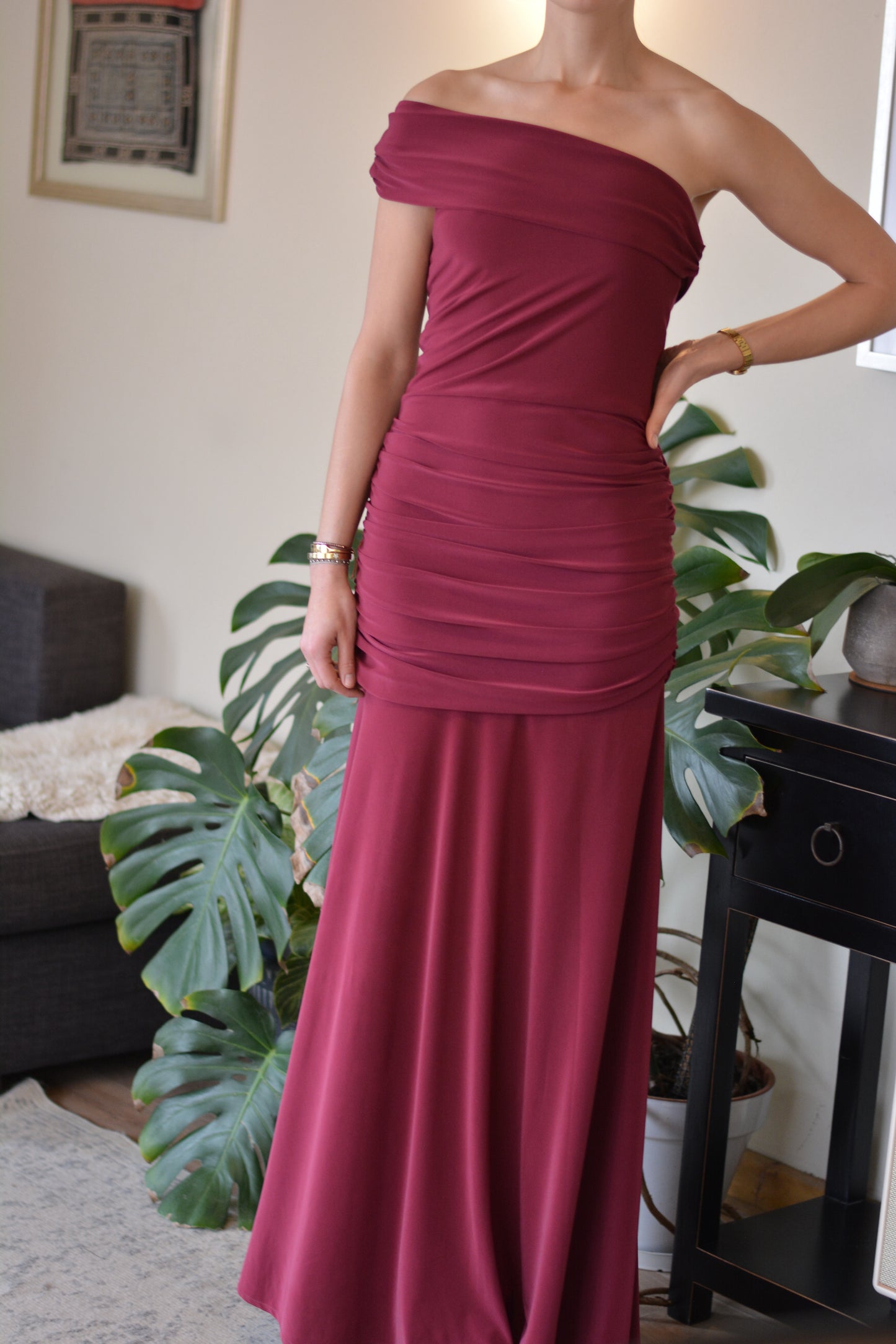 Vestido Rafaela Lycra Burdeo