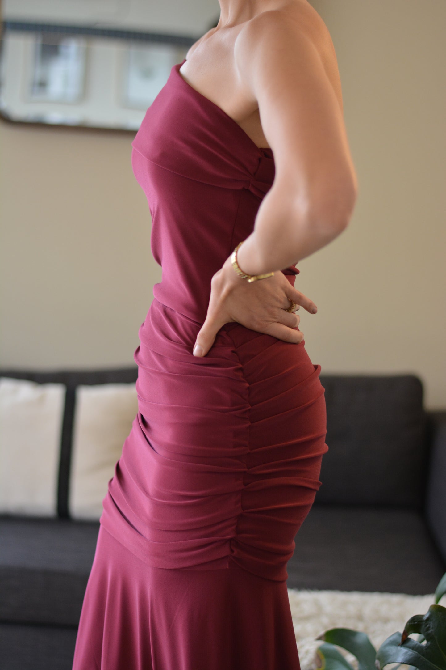 Vestido Rafaela Lycra Burdeo