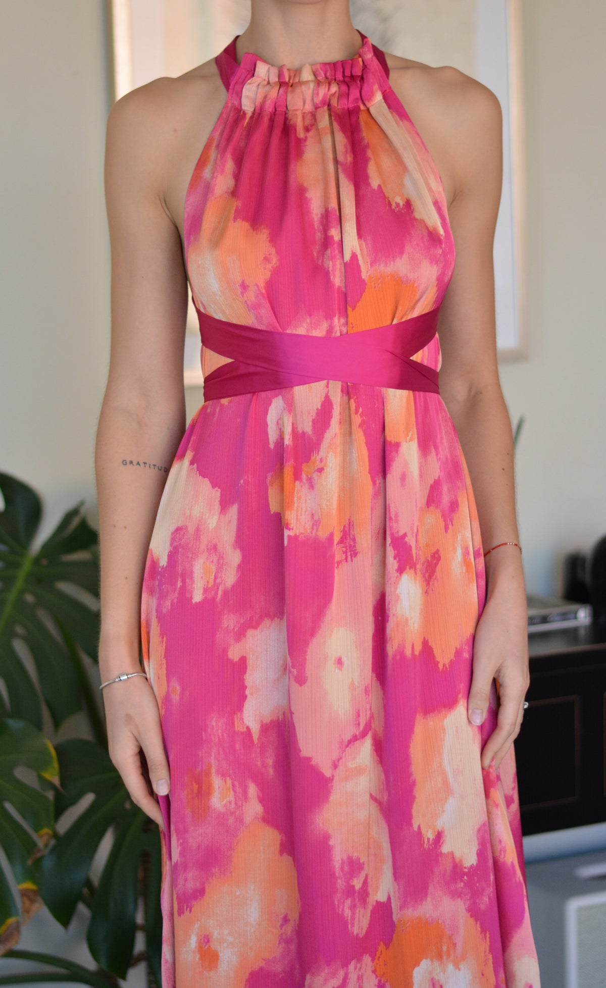Vestido Colomba Print Fucsia Naranjo