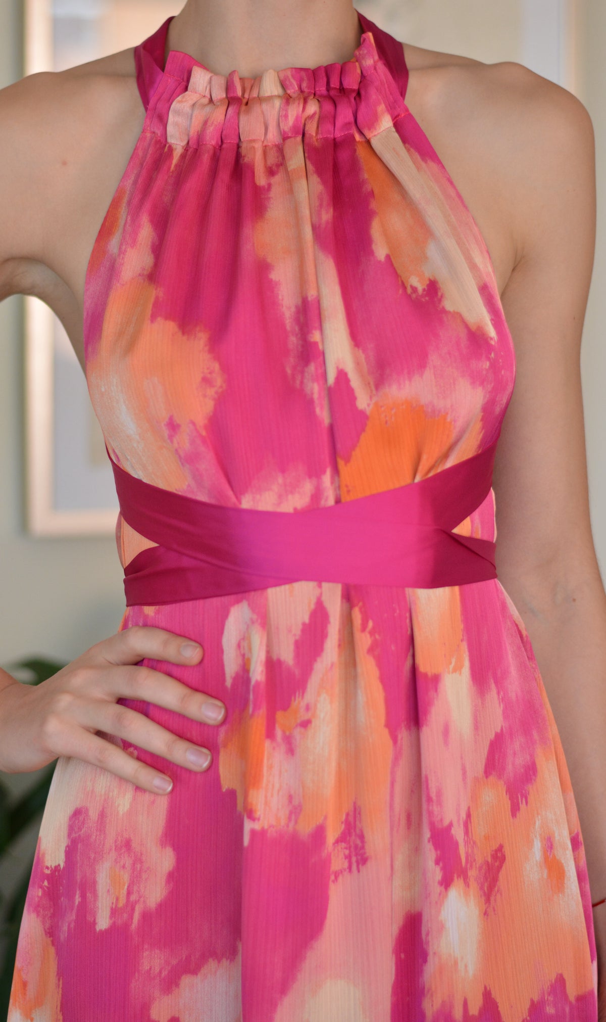Vestido Colomba Print Fucsia Naranjo