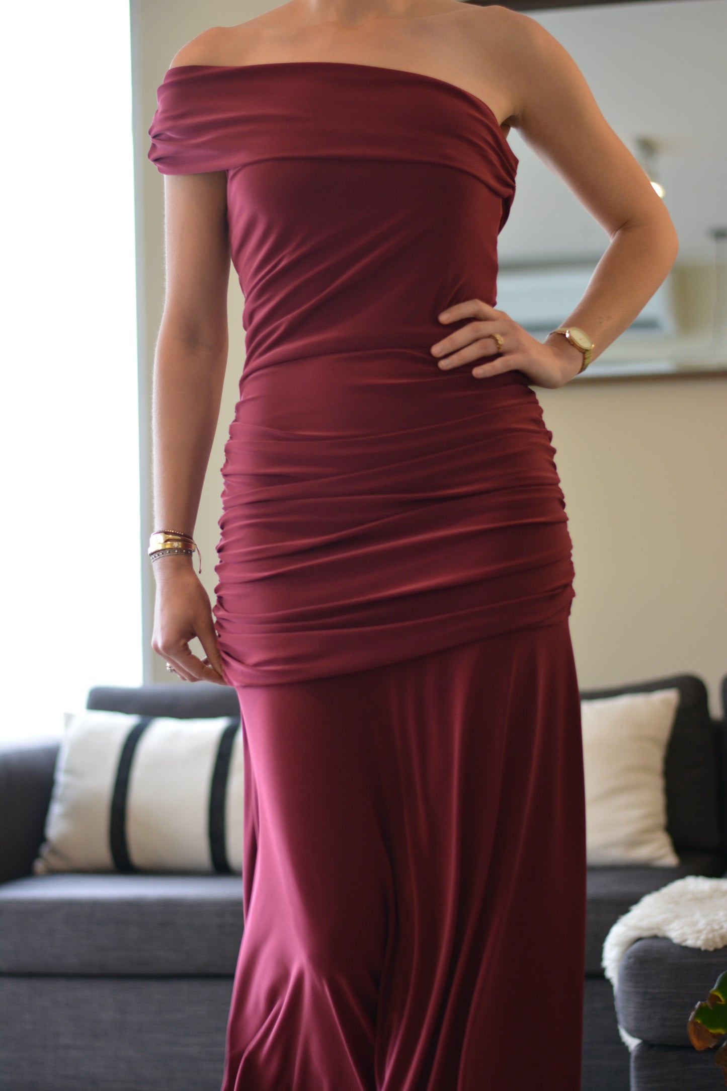 Vestido Rafaela Lycra Burdeo