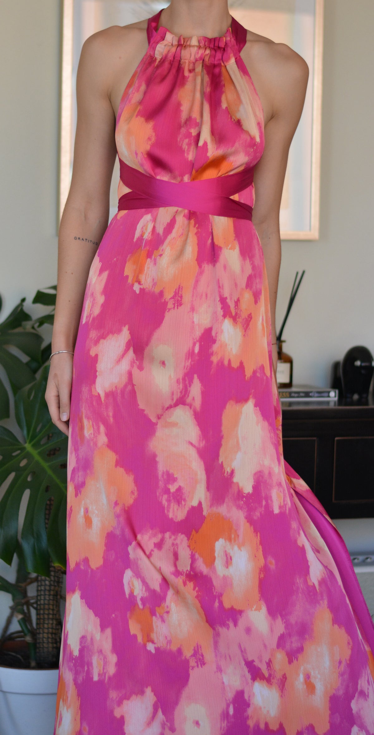 Vestido Colomba Print Fucsia Naranjo