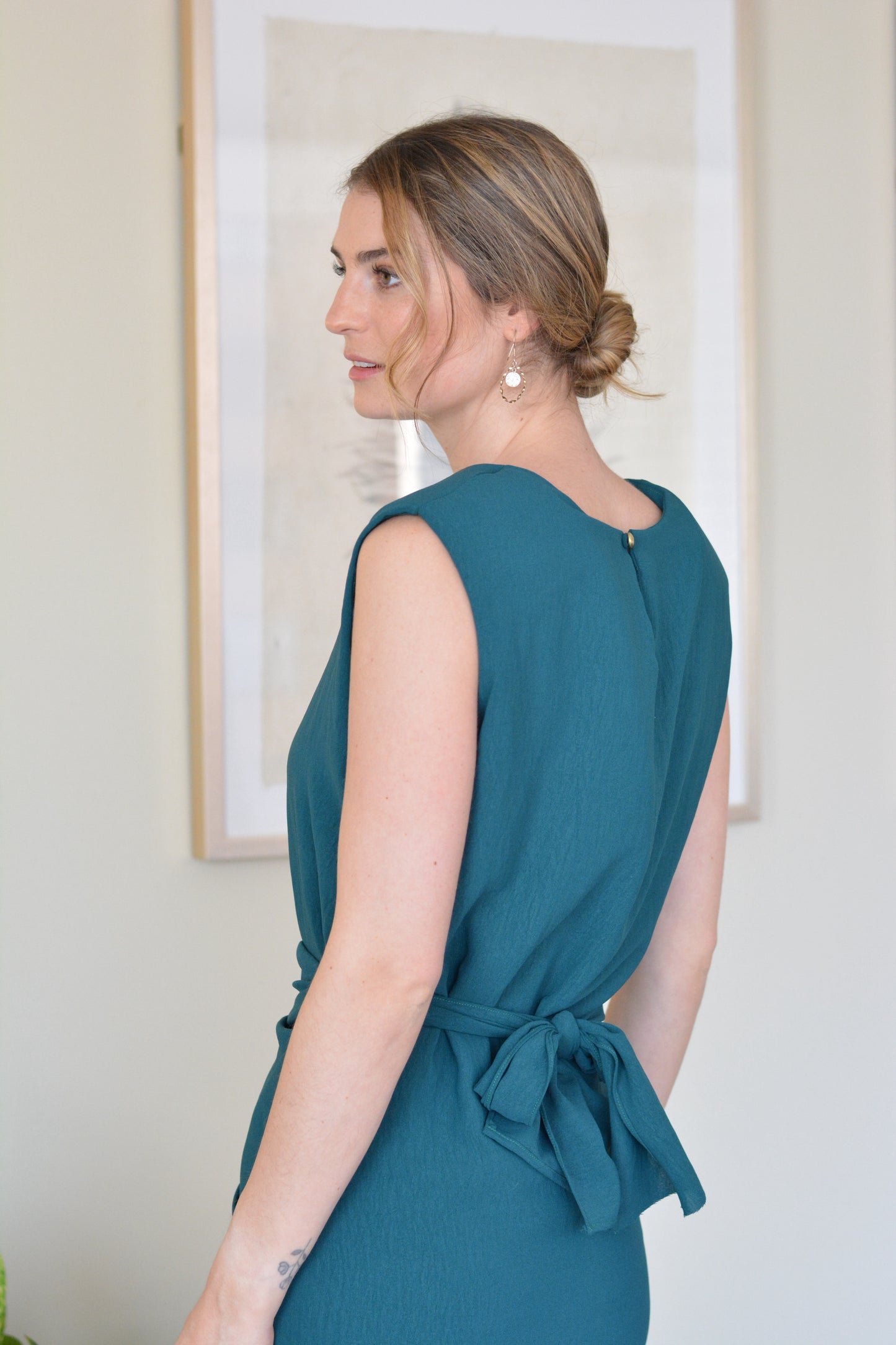 Vestido Joaquina Crepe Petroleo