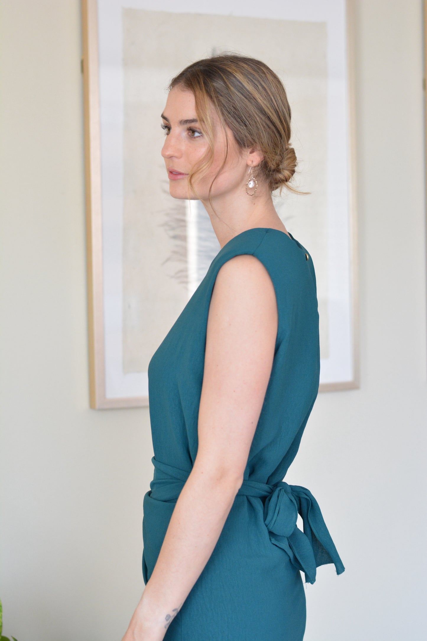 Vestido Joaquina Crepe Petroleo