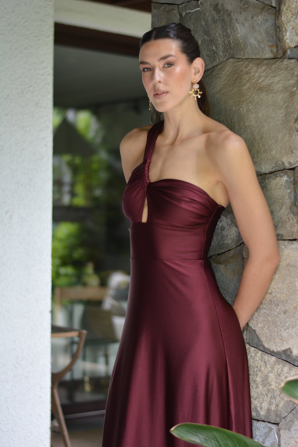 Vestido Kenya Burdeo Brillante