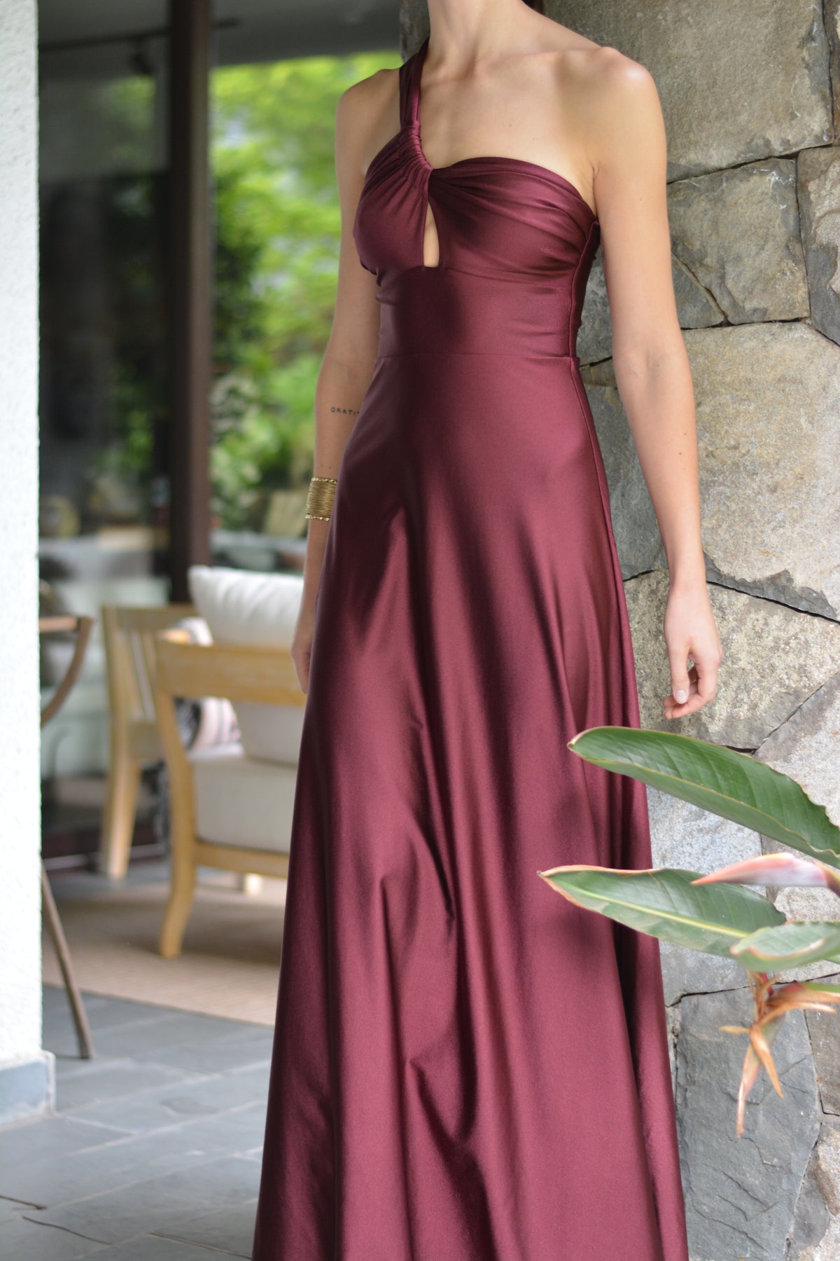 Vestido Kenya Burdeo Brillante