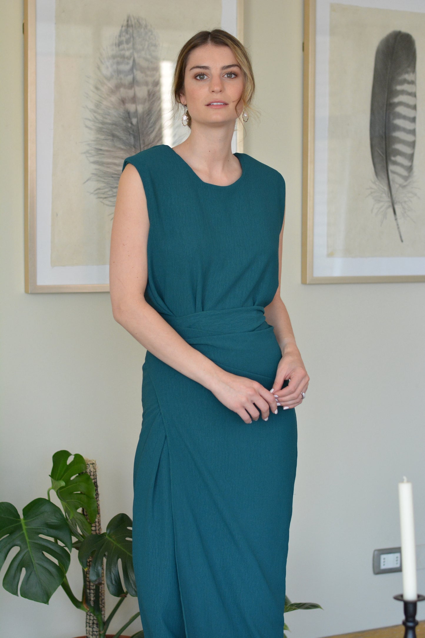 Vestido Joaquina Crepe Petroleo