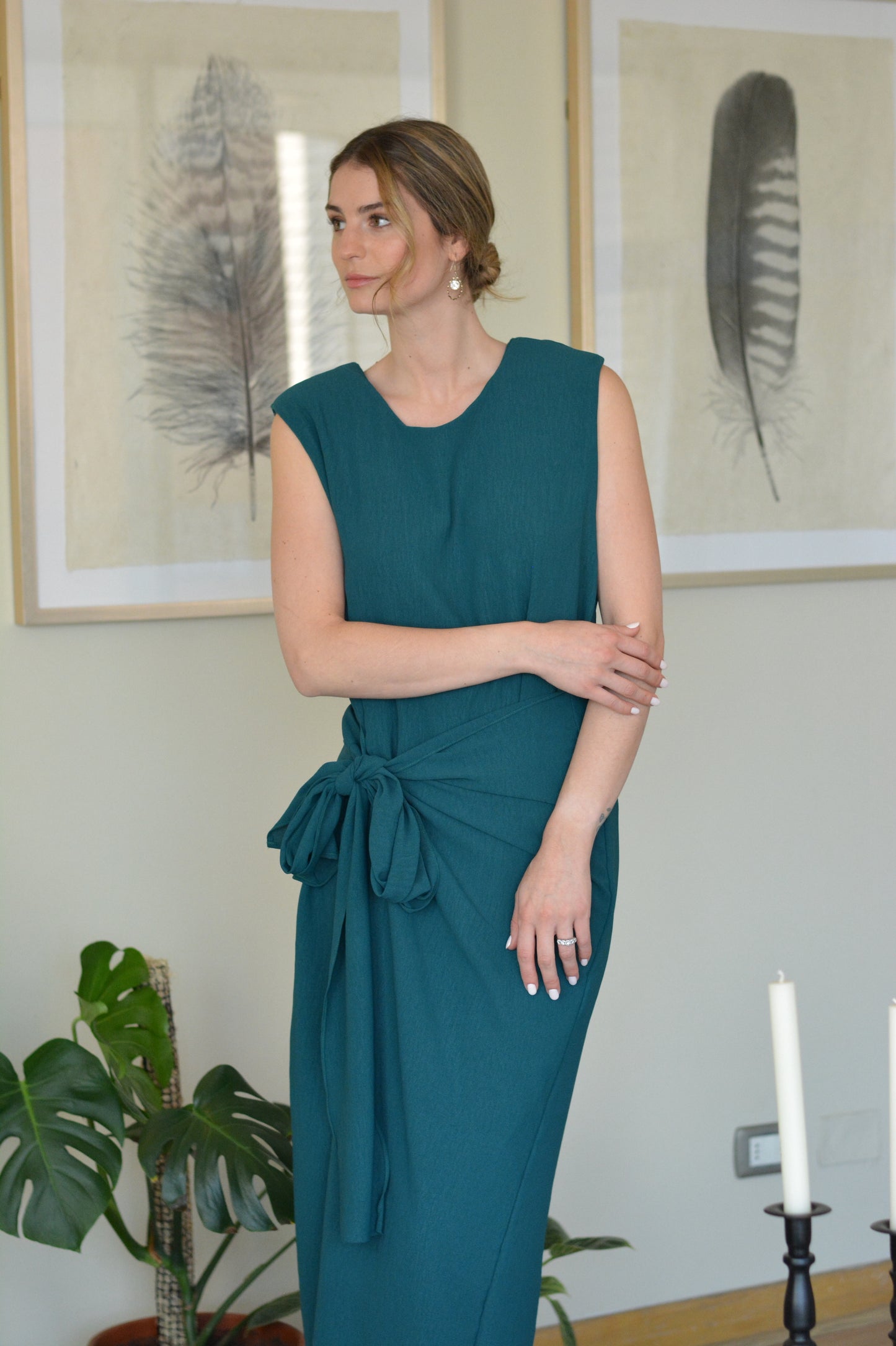 Vestido Joaquina Crepe Petroleo