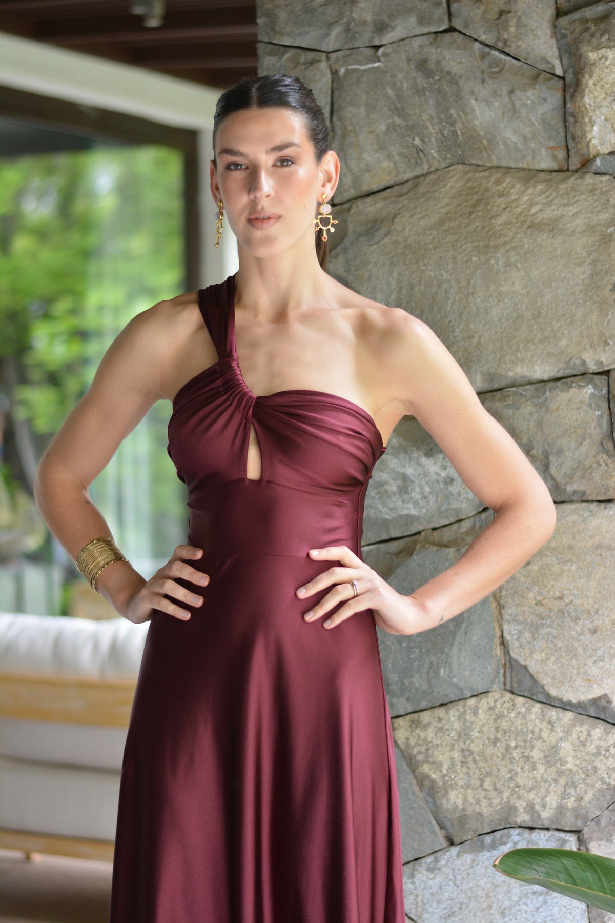Vestido Kenya Burdeo Brillante