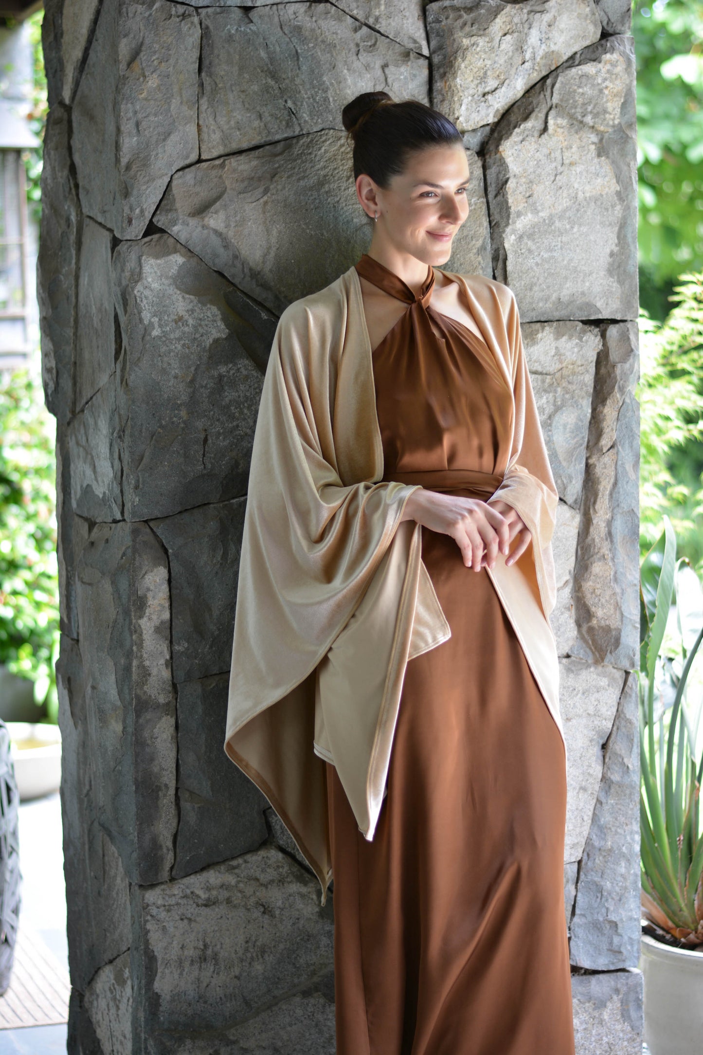 Ruana Terciopelo Beige