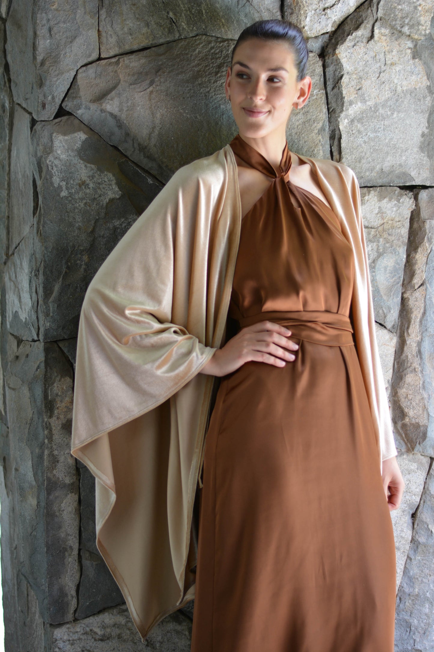 Ruana Terciopelo Beige