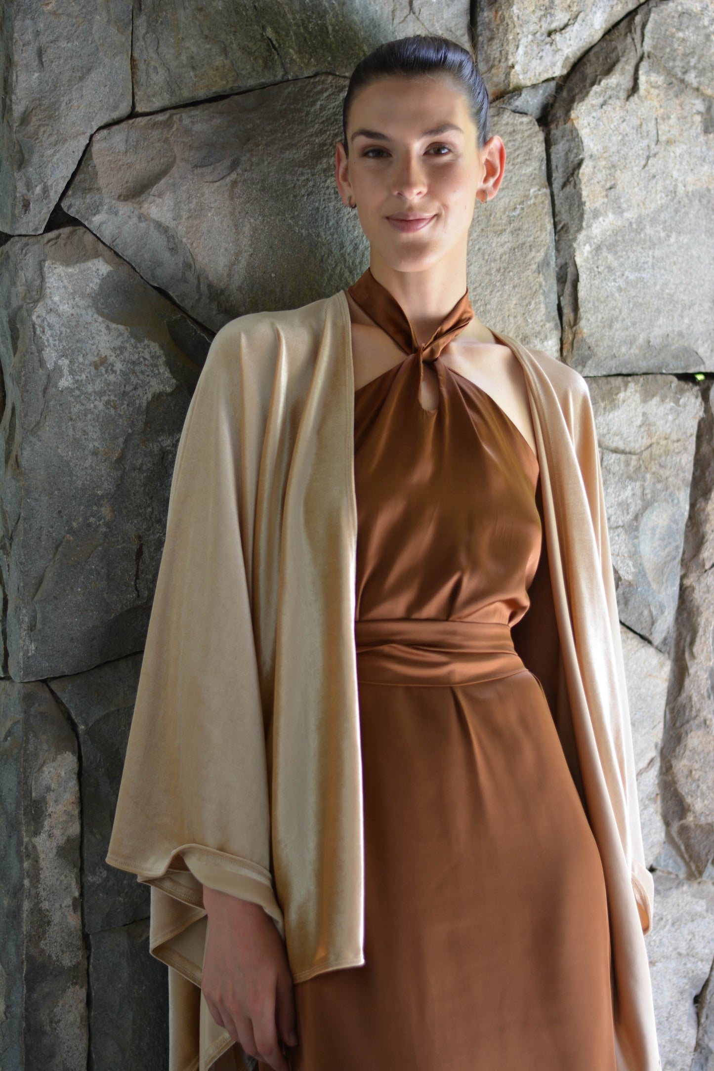 Ruana Terciopelo Beige