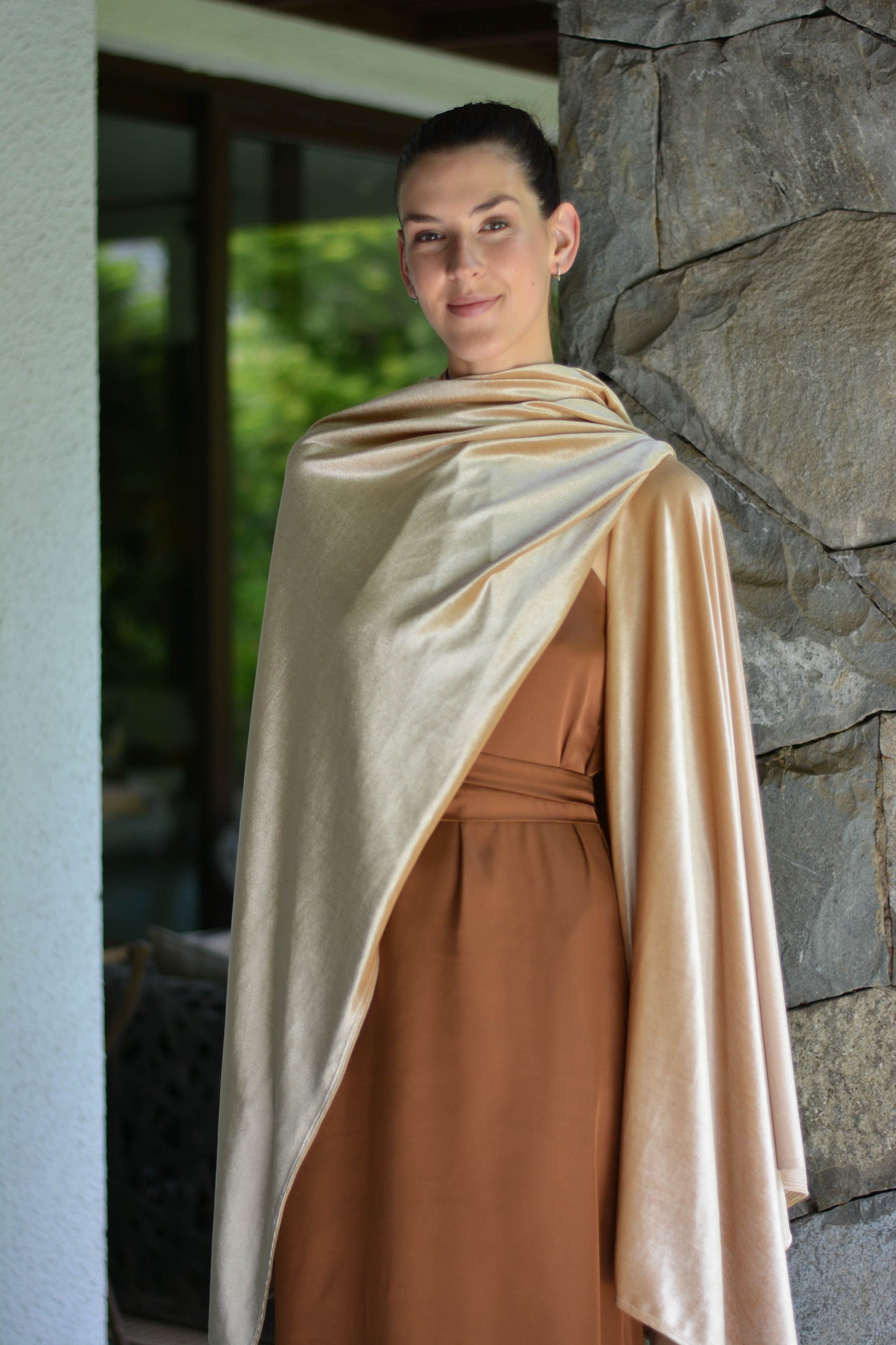 Ruana Terciopelo Beige