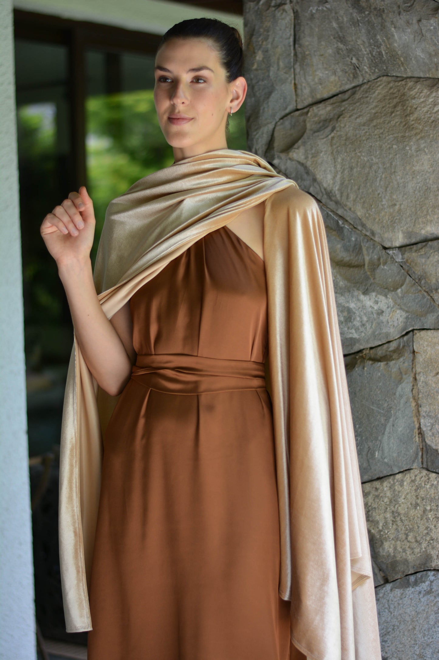 Ruana Terciopelo Beige