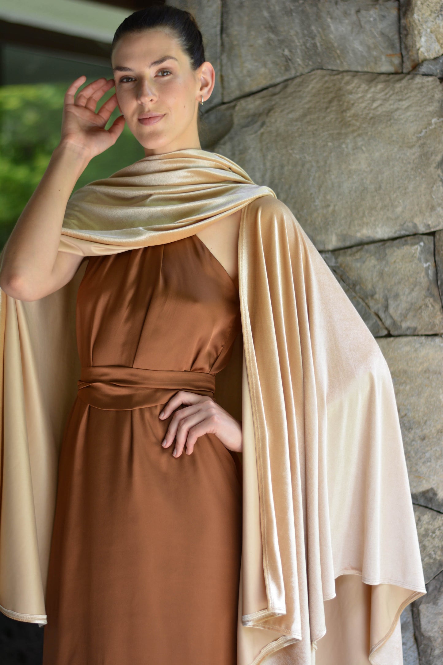 Ruana Terciopelo Beige