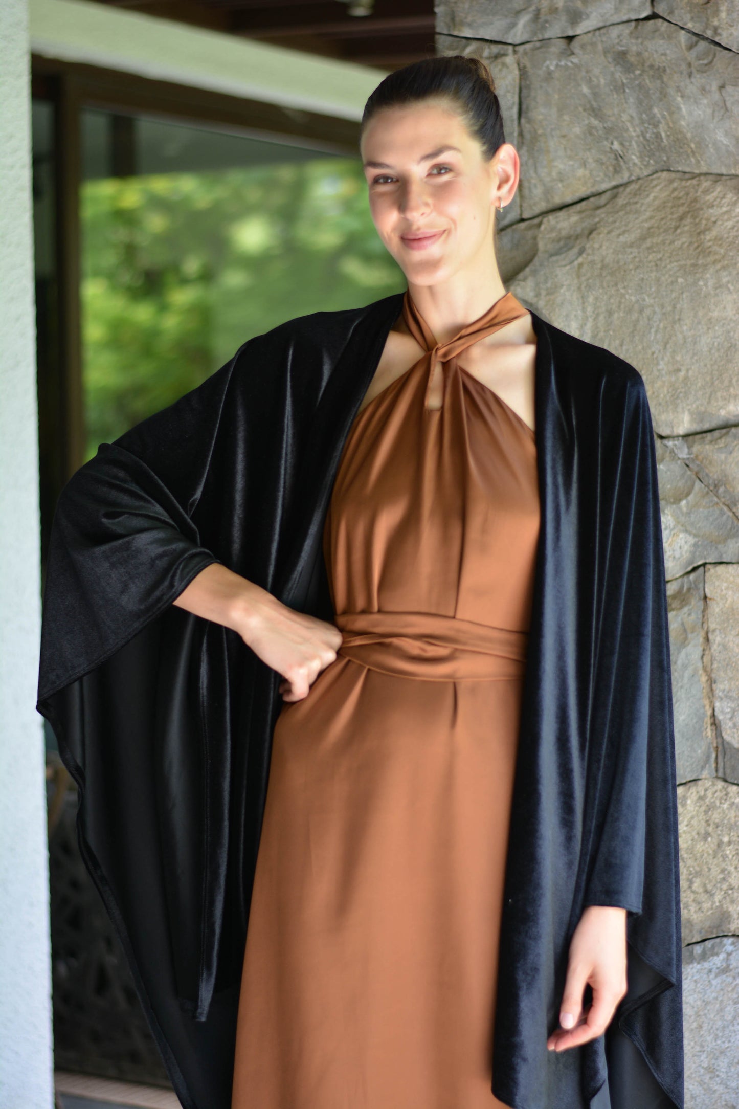 Ruana Terciopelo Negra