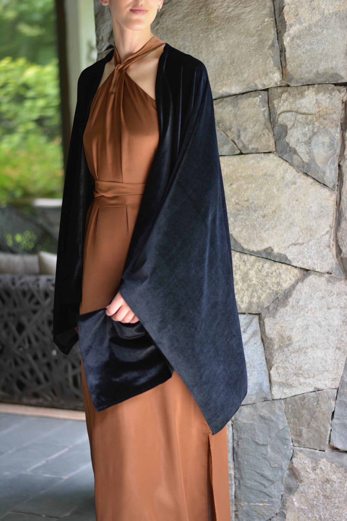 Ruana Terciopelo Negra