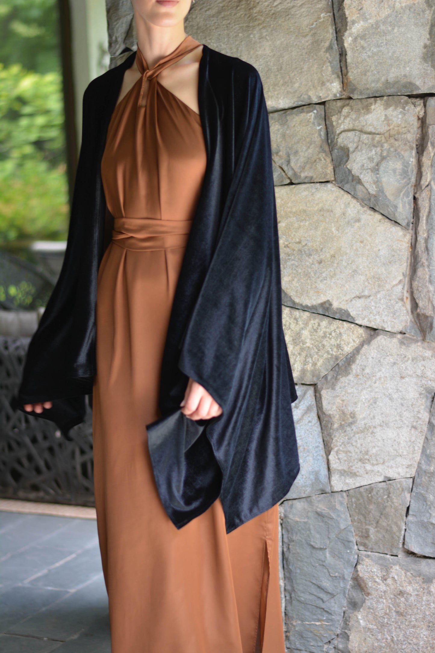 Ruana Terciopelo Negra