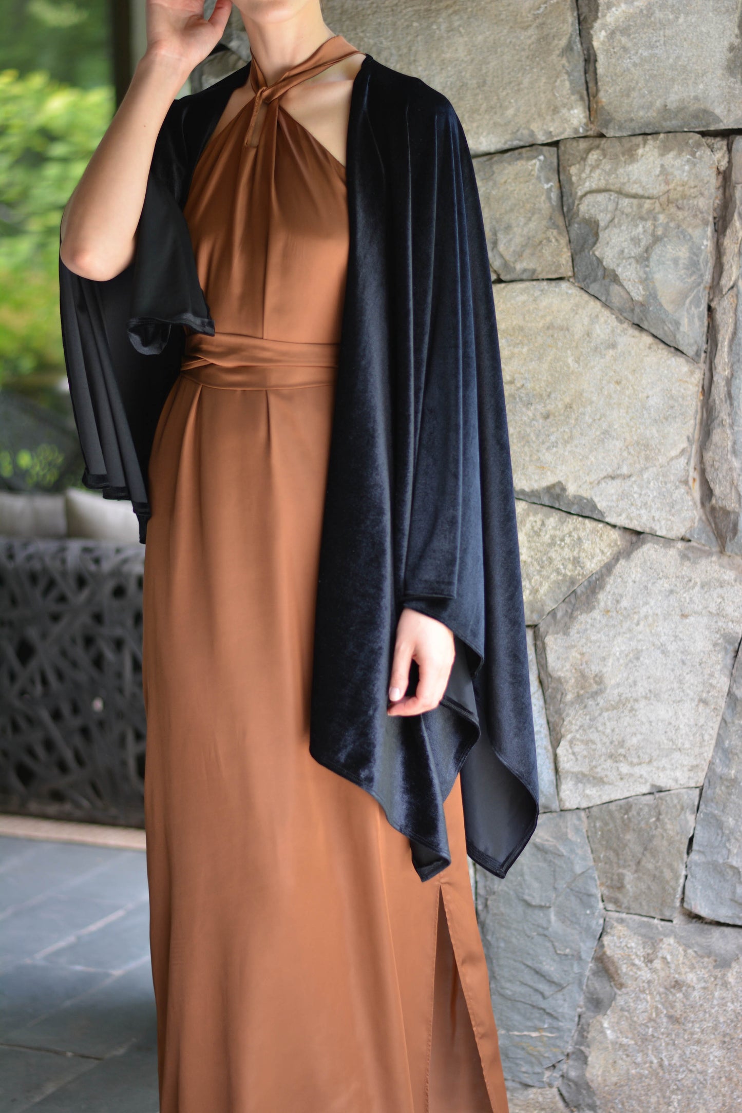 Ruana Terciopelo Negra