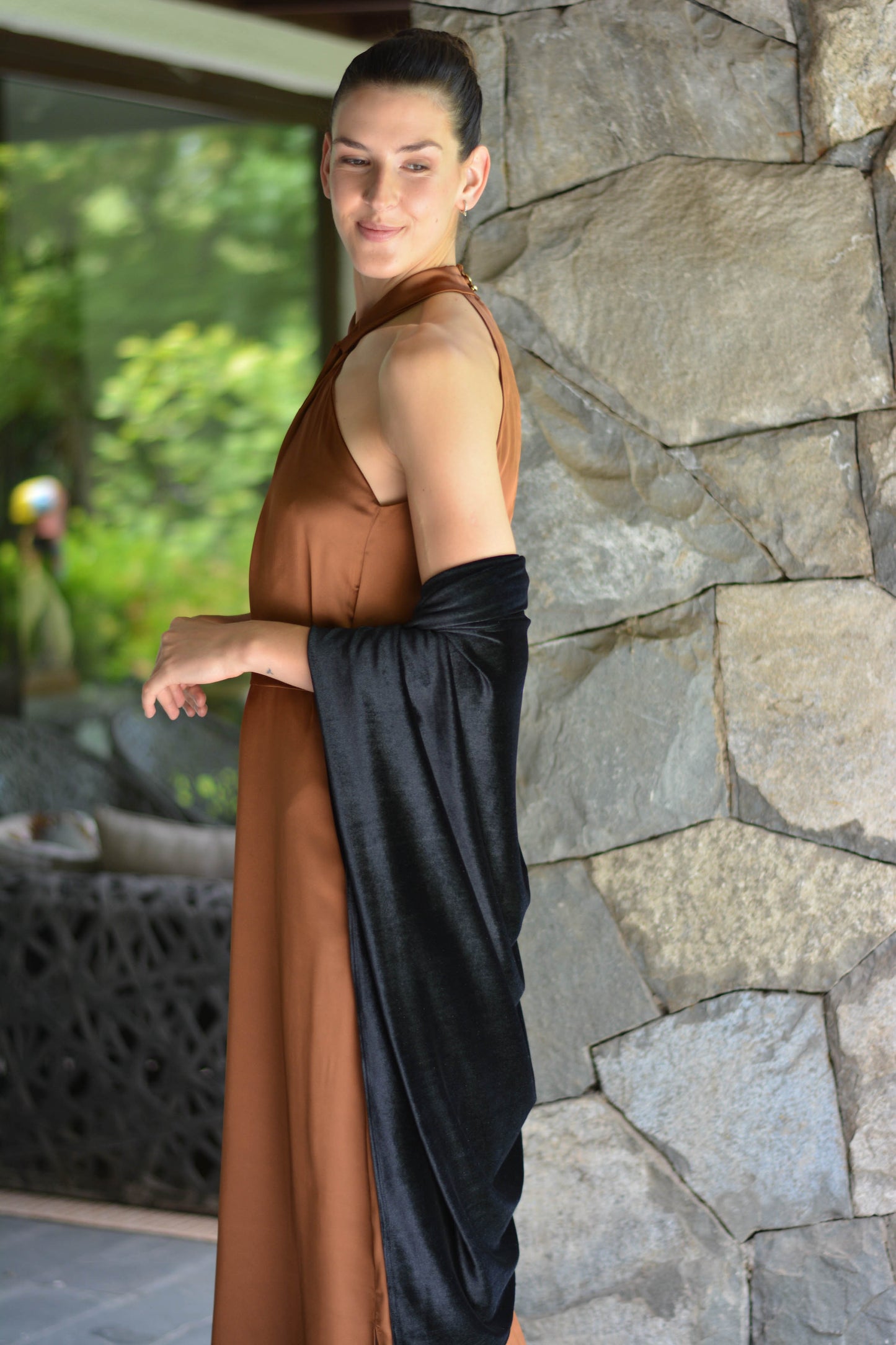 Ruana Terciopelo Negra