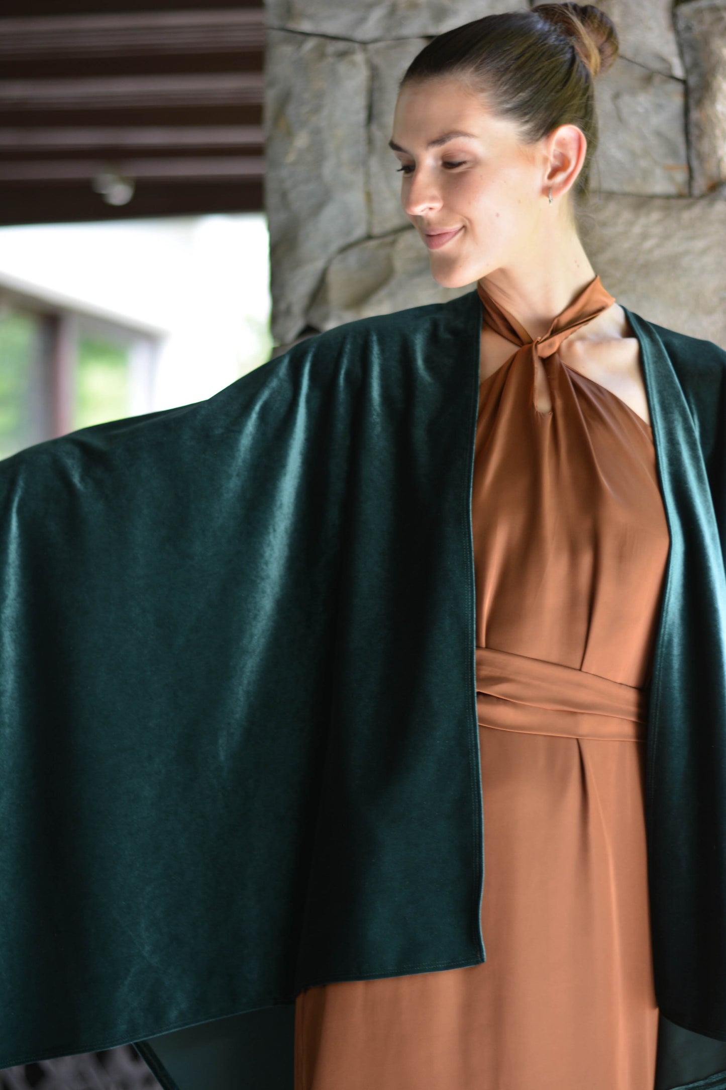 Ruana Terciopelo Verde