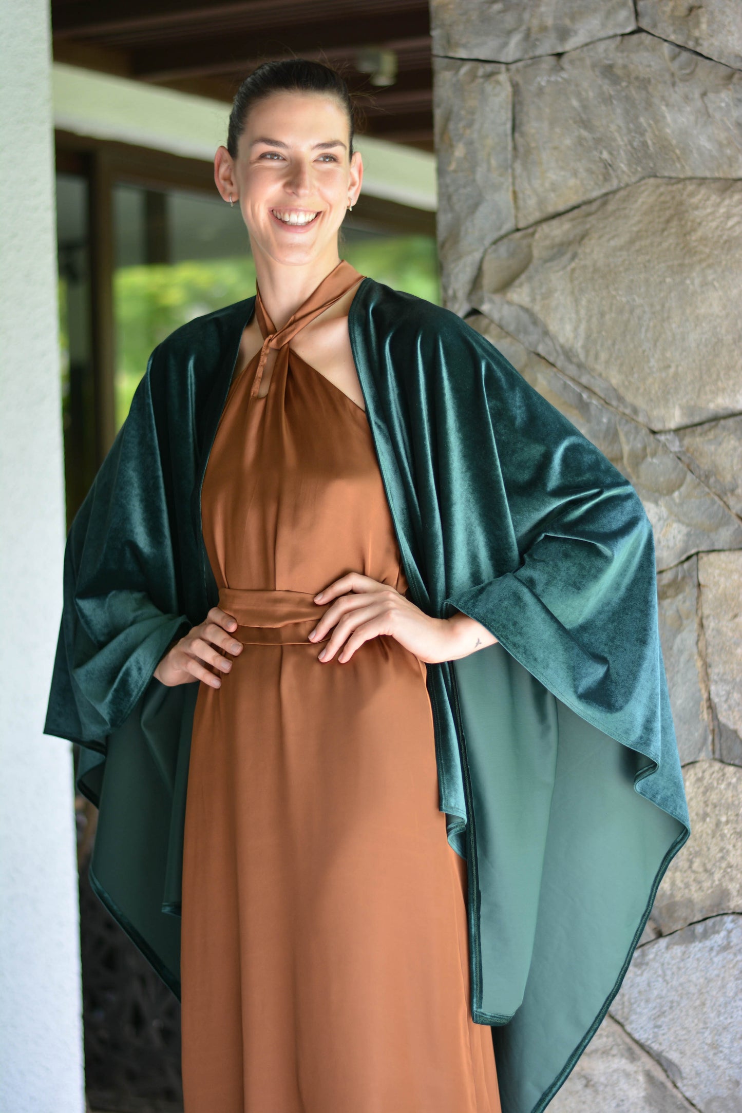 Ruana Terciopelo Verde