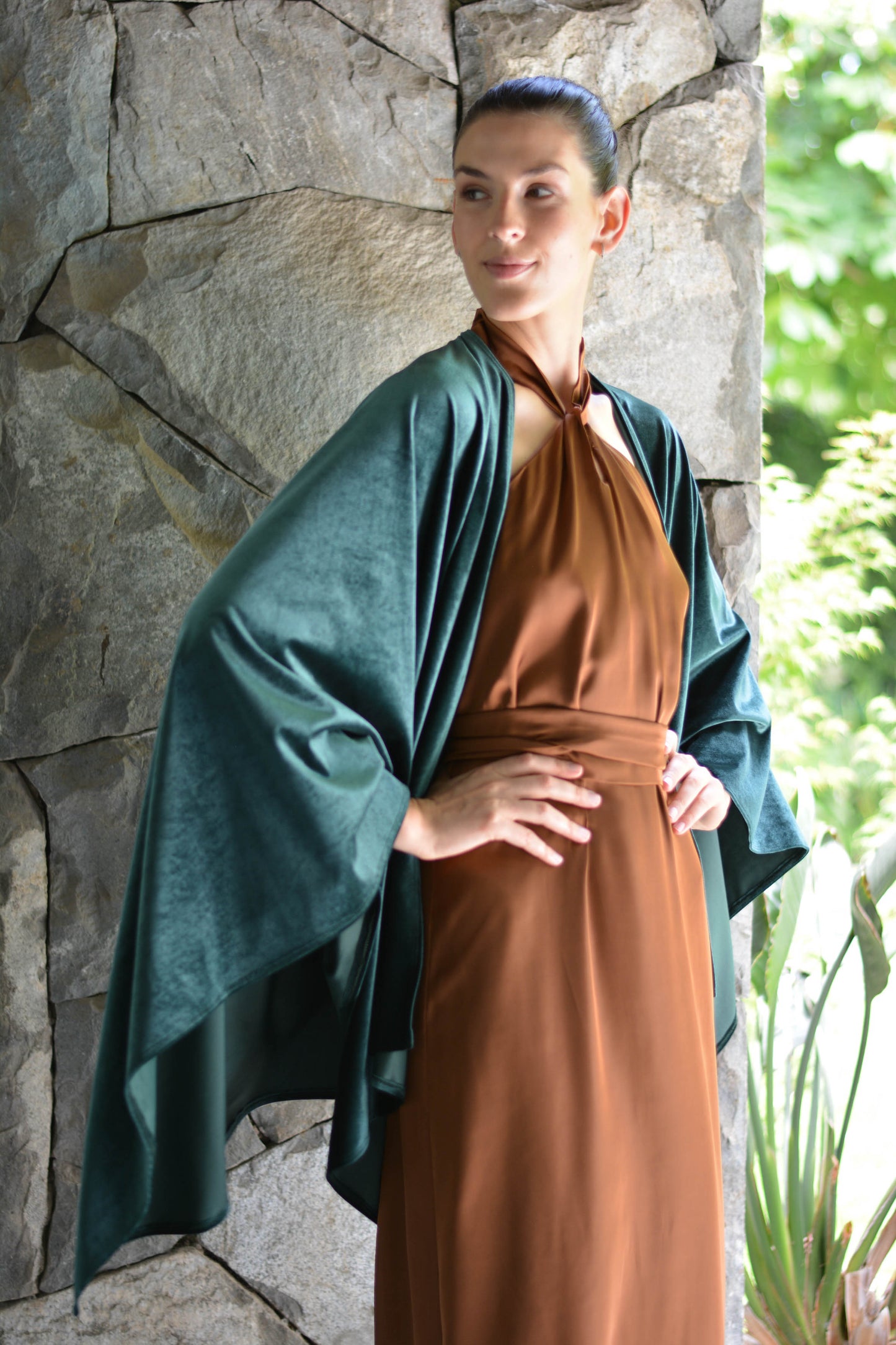 Ruana Terciopelo Verde