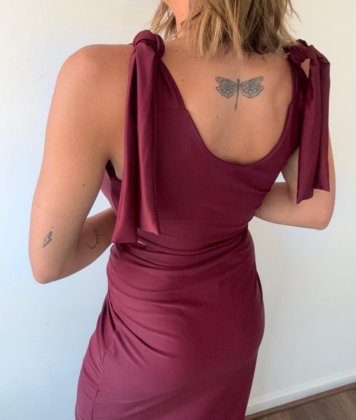 Top Moño Doble Burdeo