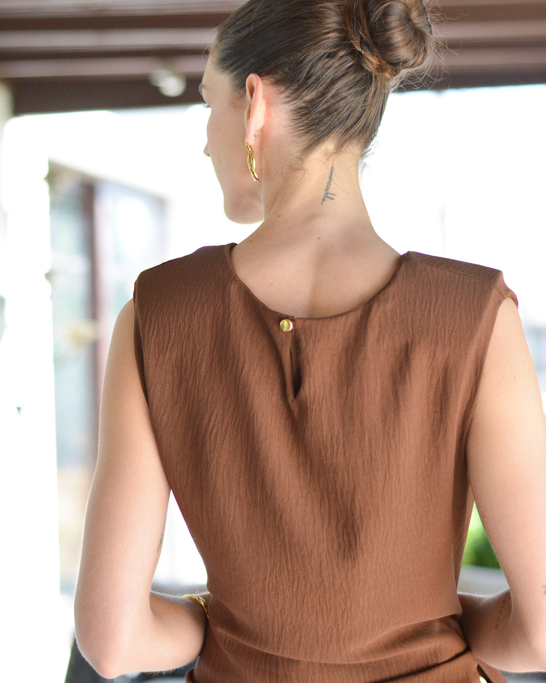 Vestido Joaquina Crepe Café