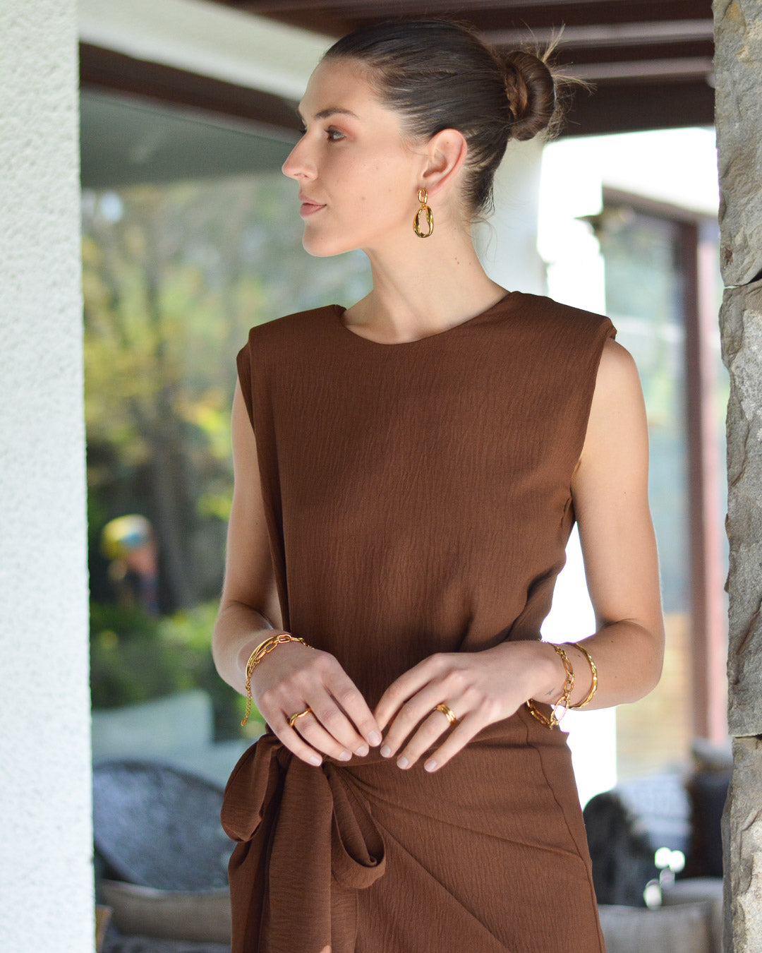 Vestido Joaquina Crepe Café